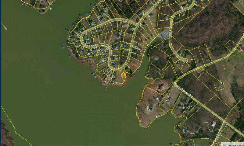 Aerial map view of building site located at the beautiful Conkinnon Pointe lakefront community in Lenoir City, TN